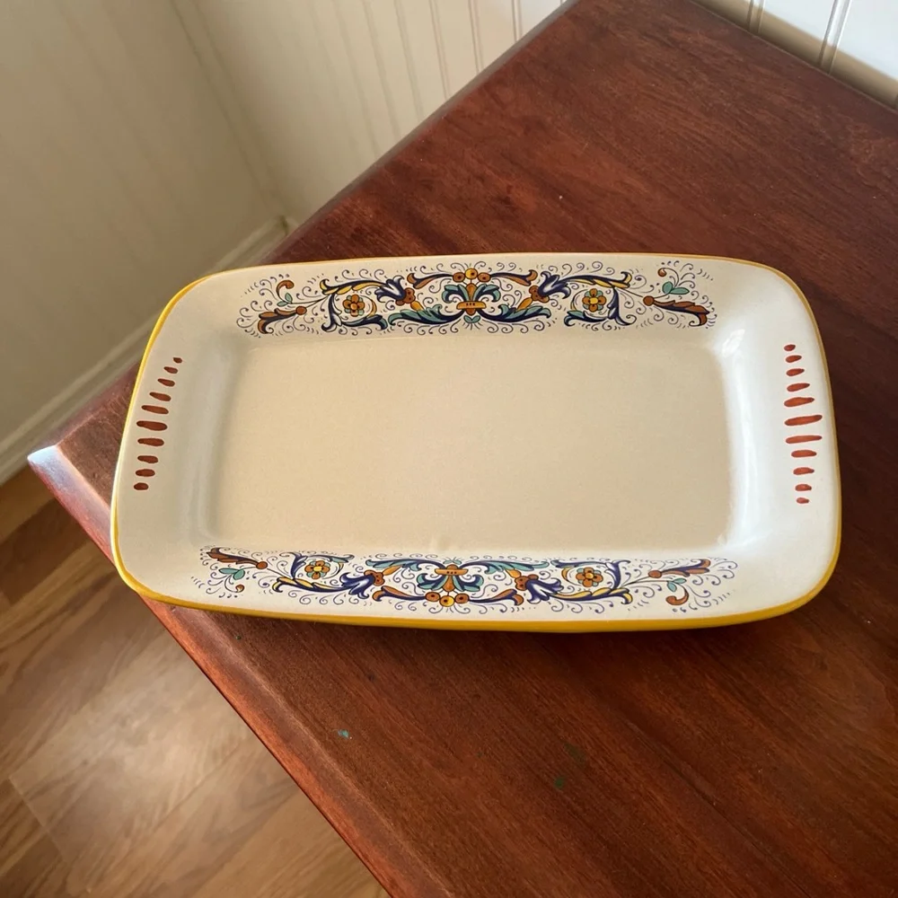 Nova Deruta‎  Rectangular Ceramic Platter Italian hand painted serving plate